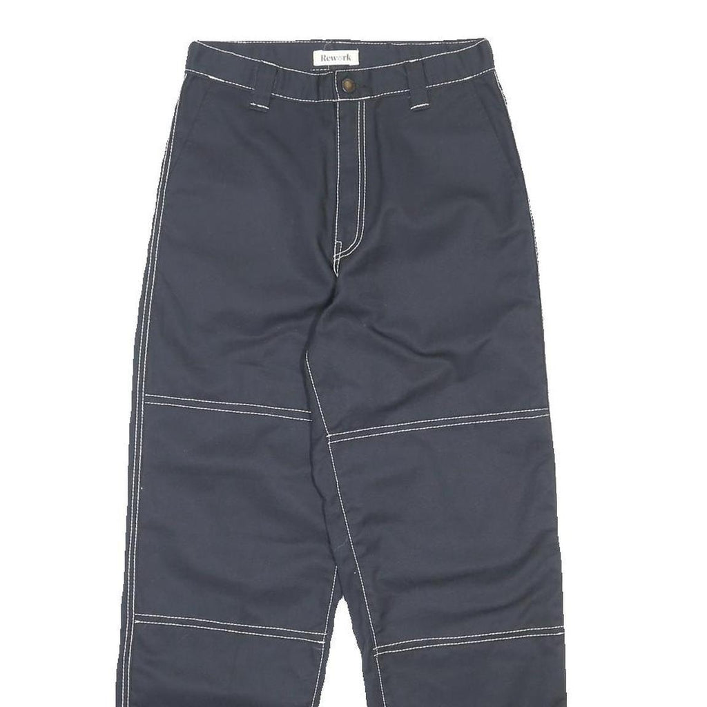 DICKIES Womens Cotton Blend Navy Relaxed Straight Trousers W26 L28 Casual