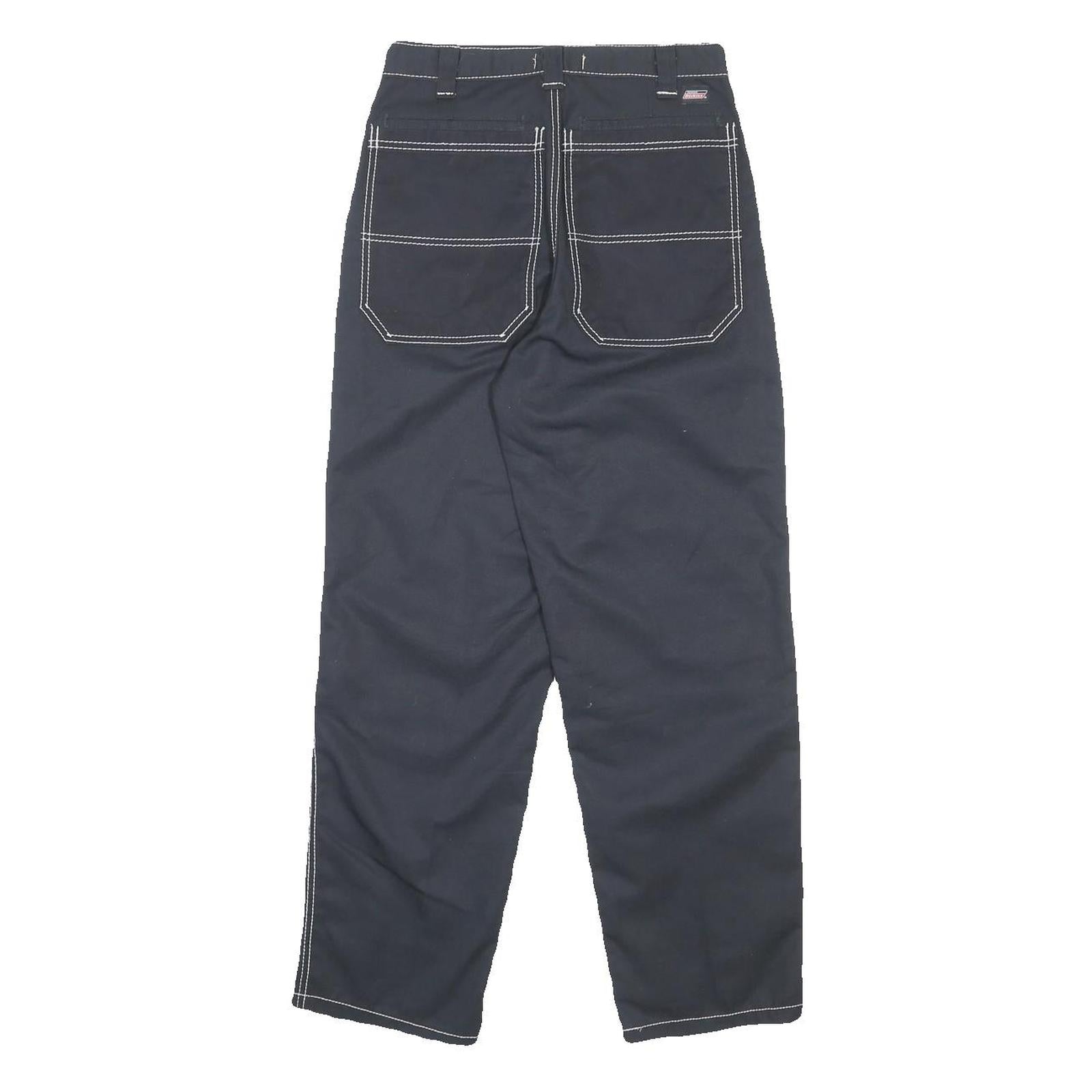 DICKIES Womens Cotton Blend Navy Relaxed Straight Trousers W26 L28 Casual