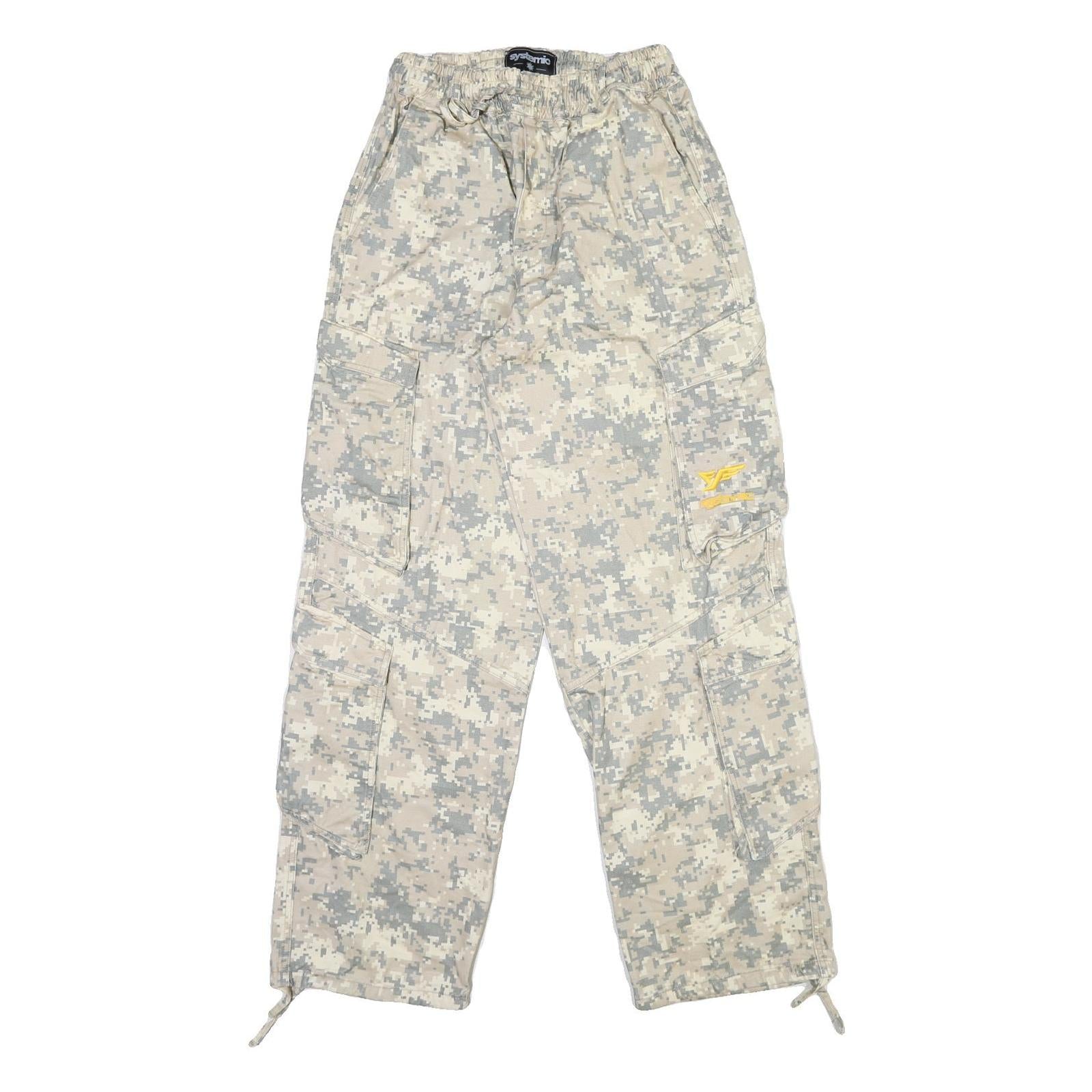 Womens Relaxed Fit Beige & Grey Digital Camouflage Cargo Trousers W30 L33 Cotton