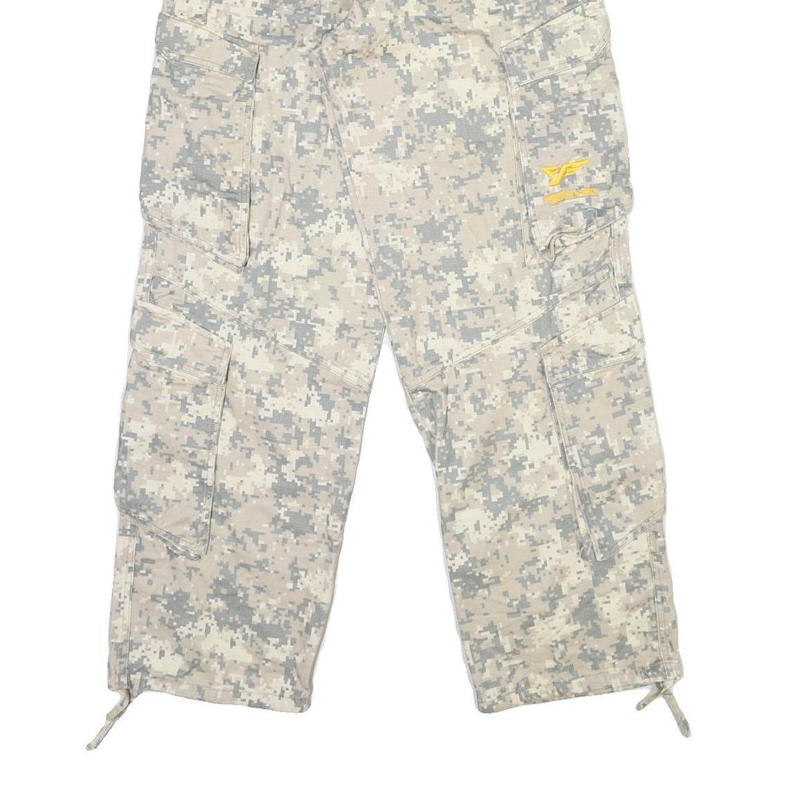 Womens Relaxed Fit Beige & Grey Digital Camouflage Cargo Trousers W30 L33 Cotton