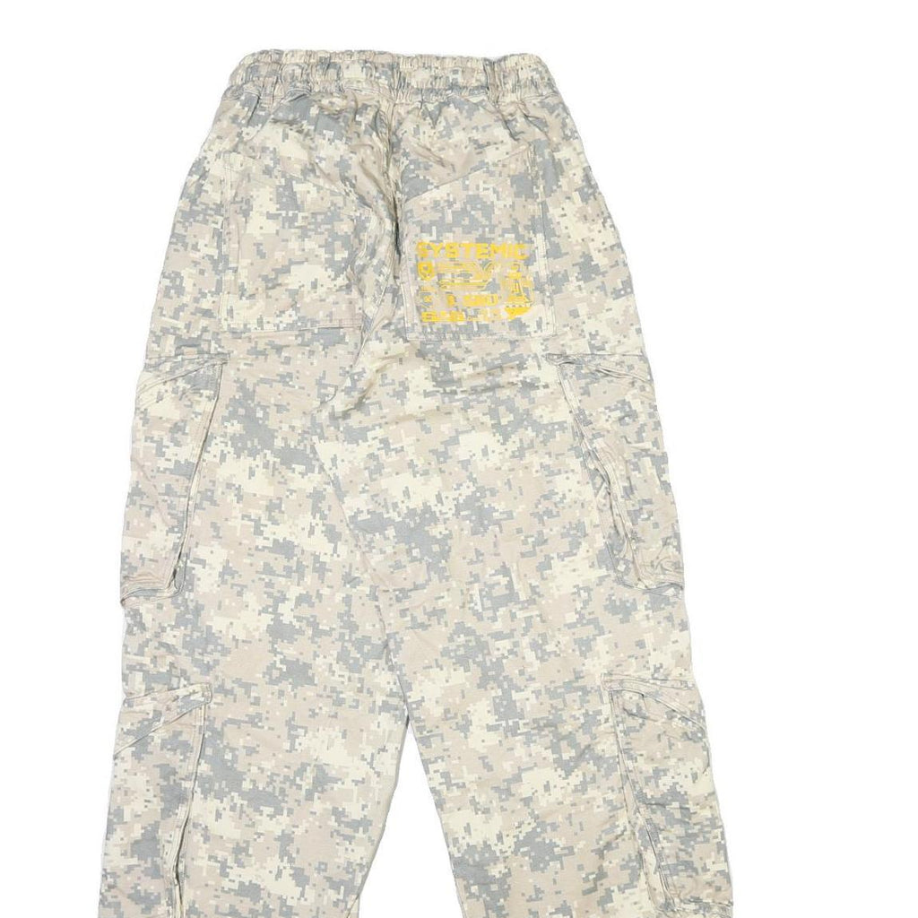 Womens Relaxed Fit Beige & Grey Digital Camouflage Cargo Trousers W30 L33 Cotton