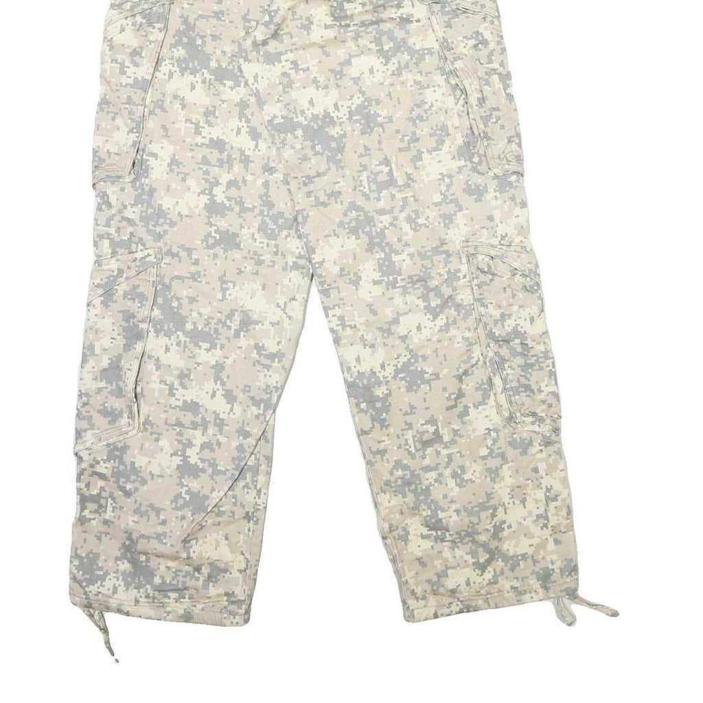 Womens Relaxed Fit Beige & Grey Digital Camouflage Cargo Trousers W30 L33 Cotton