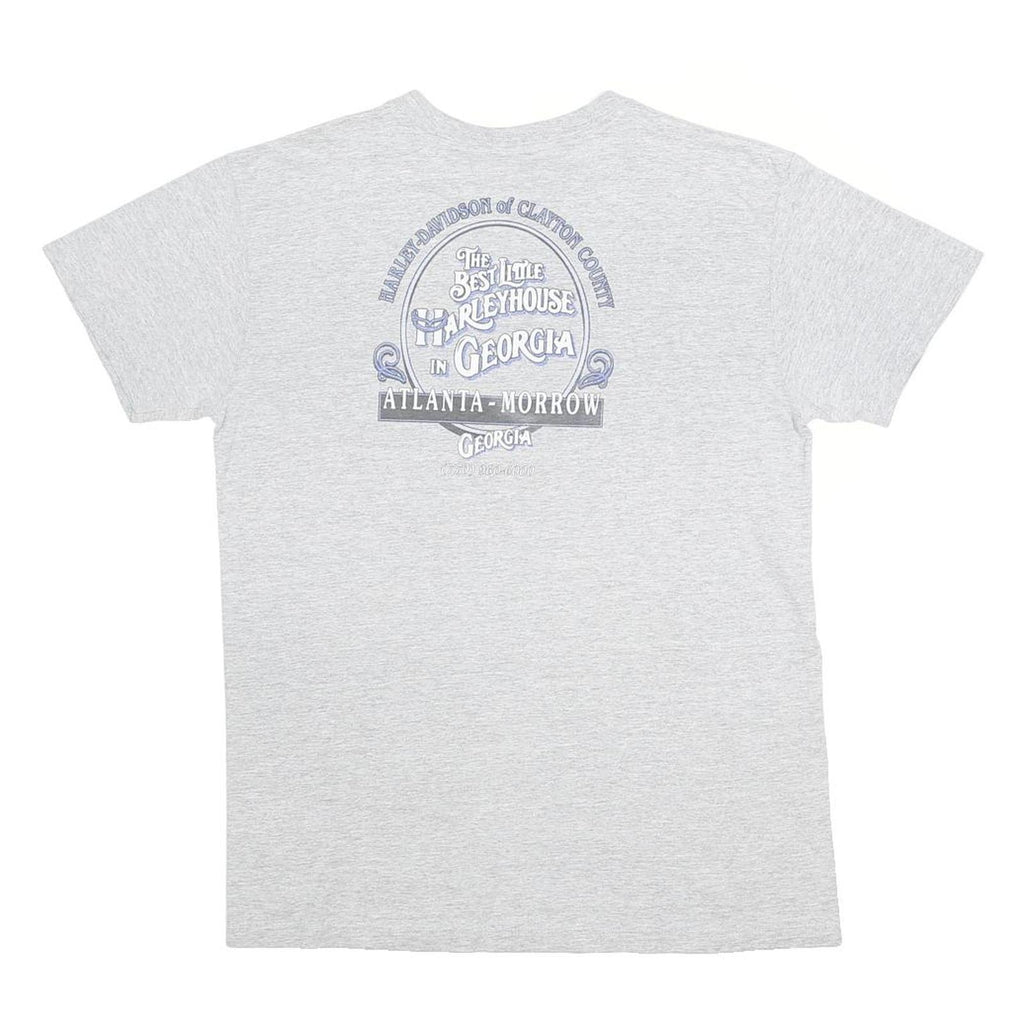HARLEY DAVIDSON Mens Grey L T-Shirt Short Sleeve Crew Neck Cotton Vintage