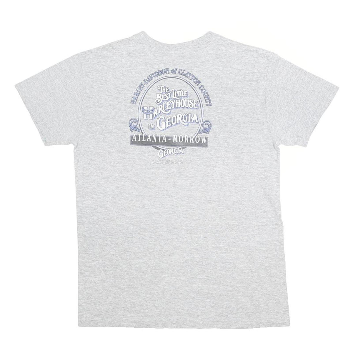 HARLEY DAVIDSON Mens Grey L T-Shirt Short Sleeve Crew Neck Cotton Vintage