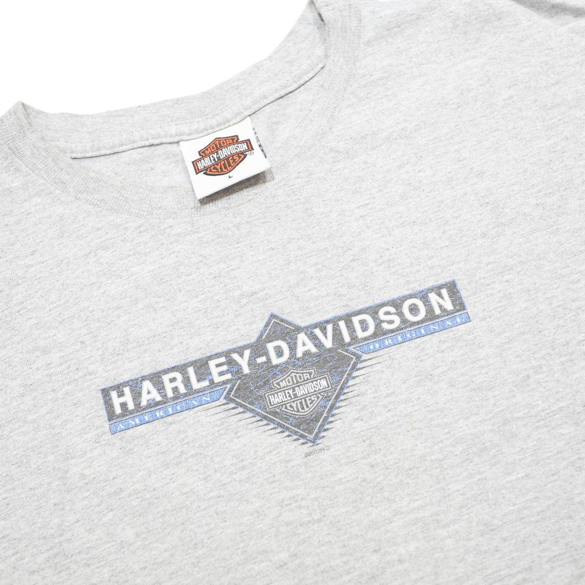 HARLEY DAVIDSON Mens Grey L T-Shirt Short Sleeve Crew Neck Cotton Vintage