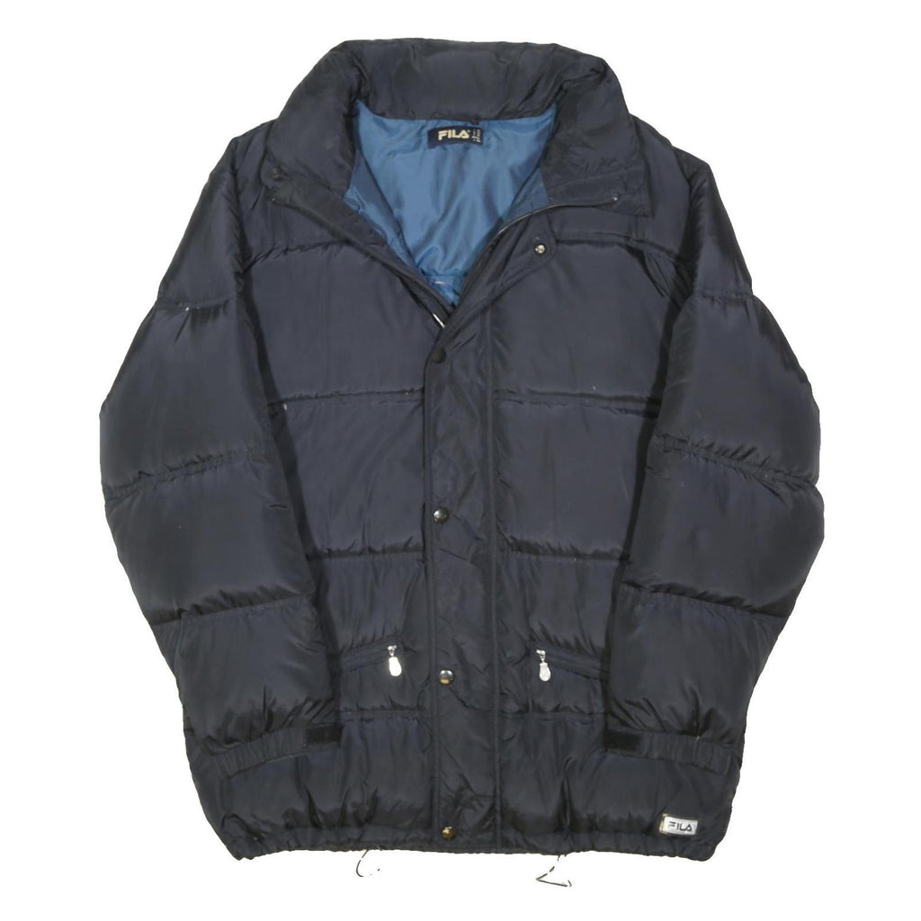 FILA Mens Navy Blue Polyester Blend Puffer Jacket 2XL Zip Closure Casual