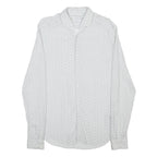 REISS Mens White Printed Cotton Blend Shirt S Classic Button Collar