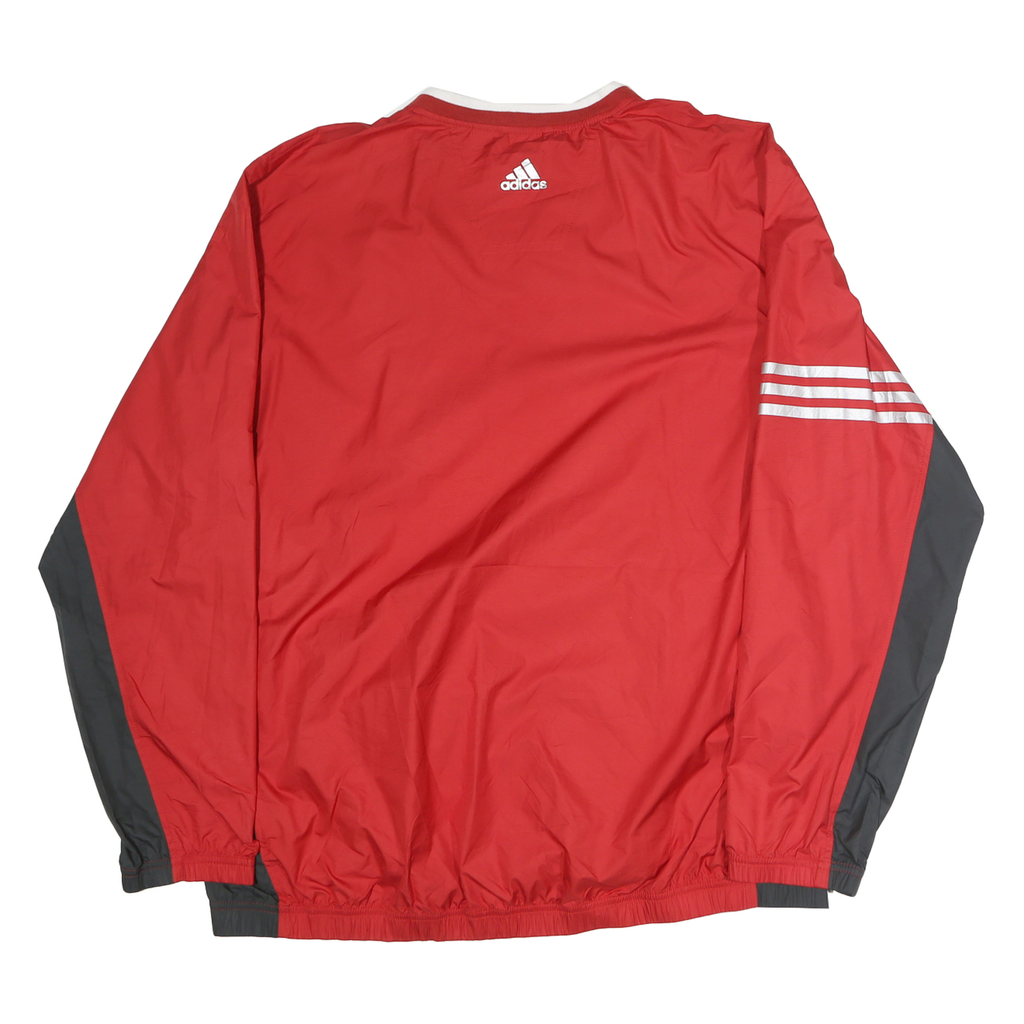 ADIDAS Mens Red & Grey V-Neck XL Sweatshirt Lightweight Long Sleeve Sportswear