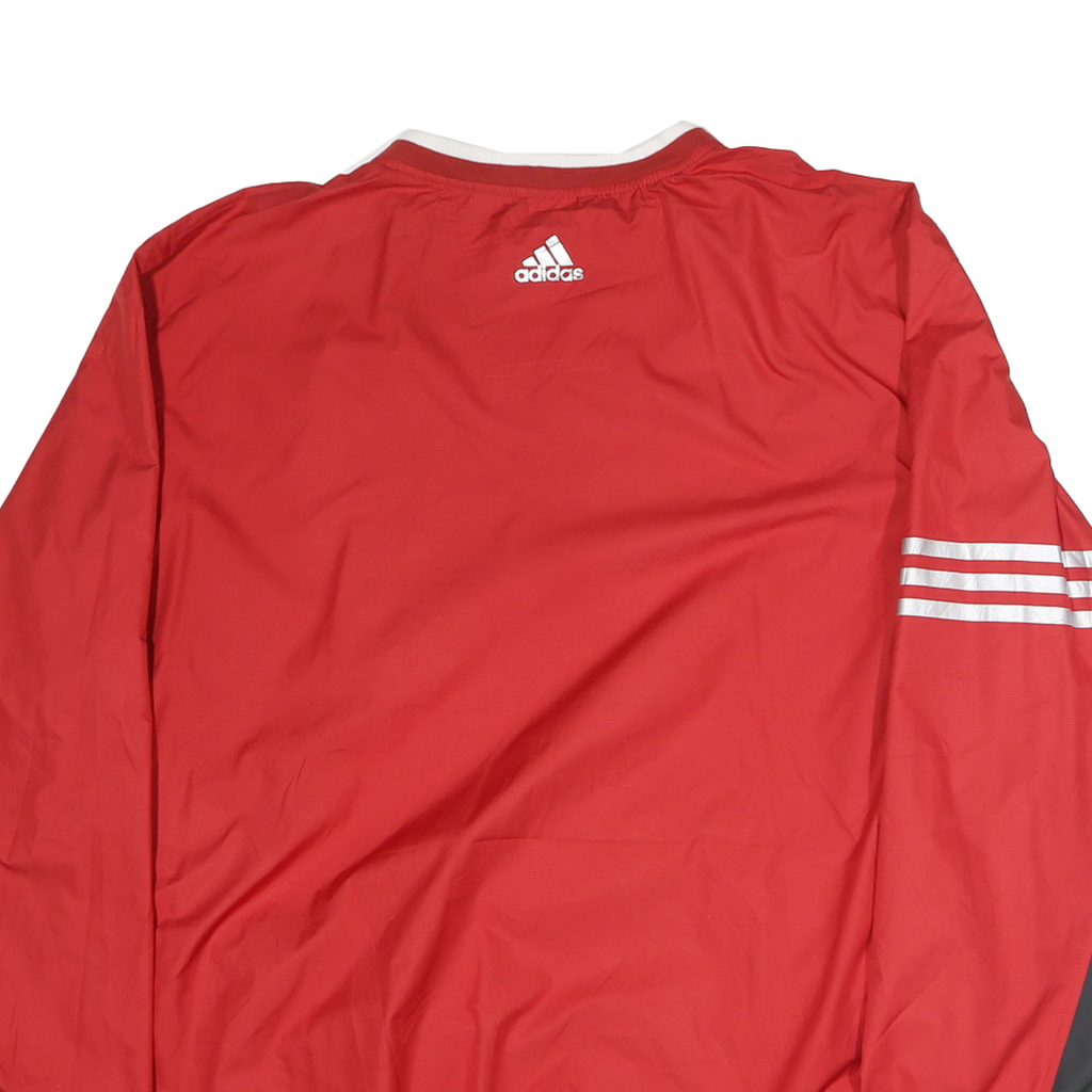 ADIDAS Mens Red & Grey V-Neck XL Sweatshirt Lightweight Long Sleeve Sportswear
