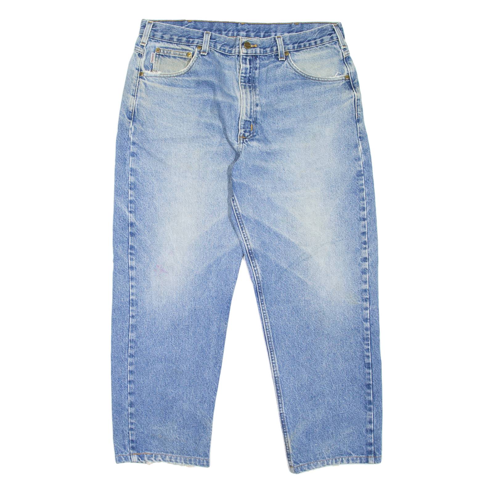 CARHARTT Workwear Mens Jeans Blue Relaxed Tapered Stone Wash W34 L27