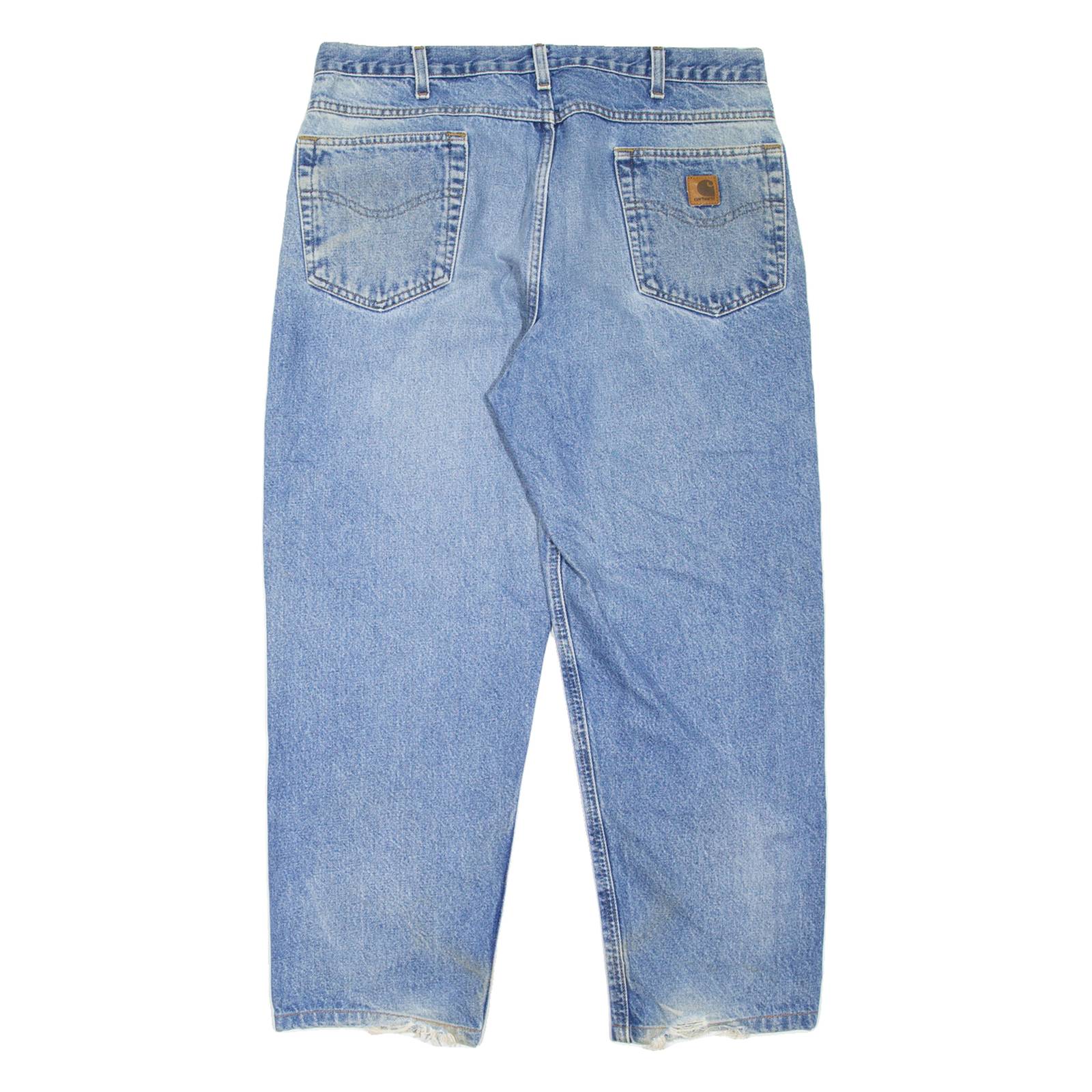 CARHARTT Workwear Mens Jeans Blue Relaxed Tapered Stone Wash W34 L27