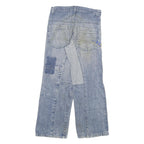 Womens Blue Denim Regular Fit Straight Leg Jeans W28 L29 Patchwork Zip