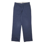 DICKIES Mens Regular Fit Navy Blue Cotton Blend Trousers W30 L29 Workwear Zip