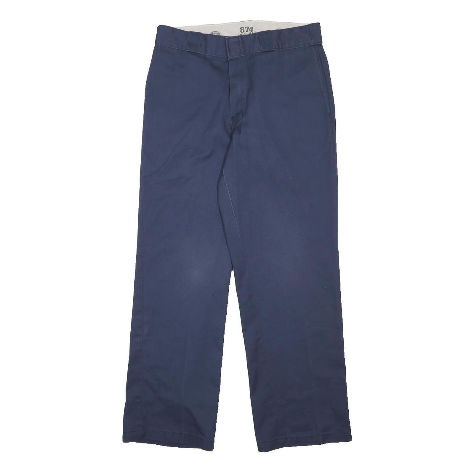 DICKIES Mens Regular Fit Navy Blue Cotton Blend Trousers W30 L29 Workwear Zip