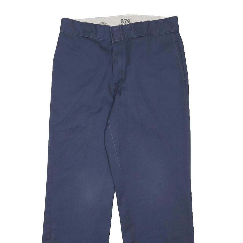 DICKIES Mens Regular Fit Navy Blue Cotton Blend Trousers W30 L29 Workwear Zip