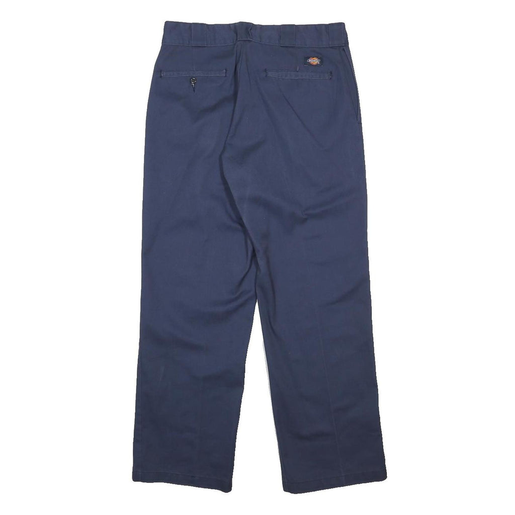 DICKIES Mens Regular Fit Navy Blue Cotton Blend Trousers W30 L29 Workwear Zip