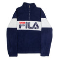 FILA Mens Patterned Fleece Blue Colourblock 1/4 Zip M