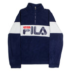 FILA Mens Patterned Fleece Blue Colourblock 1/4 Zip M