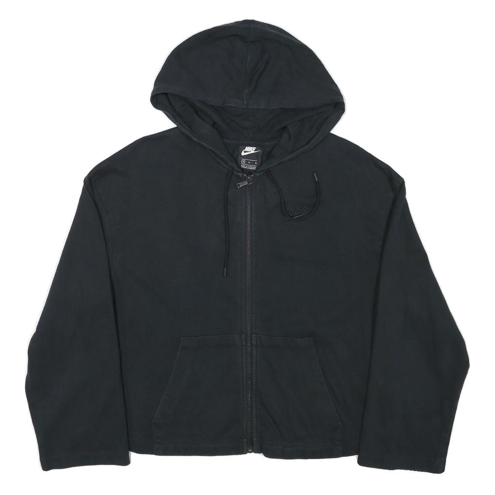 NIKE Womens Black Hoodie Full Zip M Cotton Blend Casual Sportswear