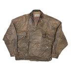 PERE MAR Mens Brown Leather Jacket XL Leather Bomber Zip Vintage Style
