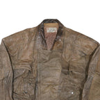 PERE MAR Mens Brown Leather Jacket XL Leather Bomber Zip Vintage Style
