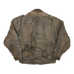 PERE MAR Mens Brown Leather Jacket XL Leather Bomber Zip Vintage Style