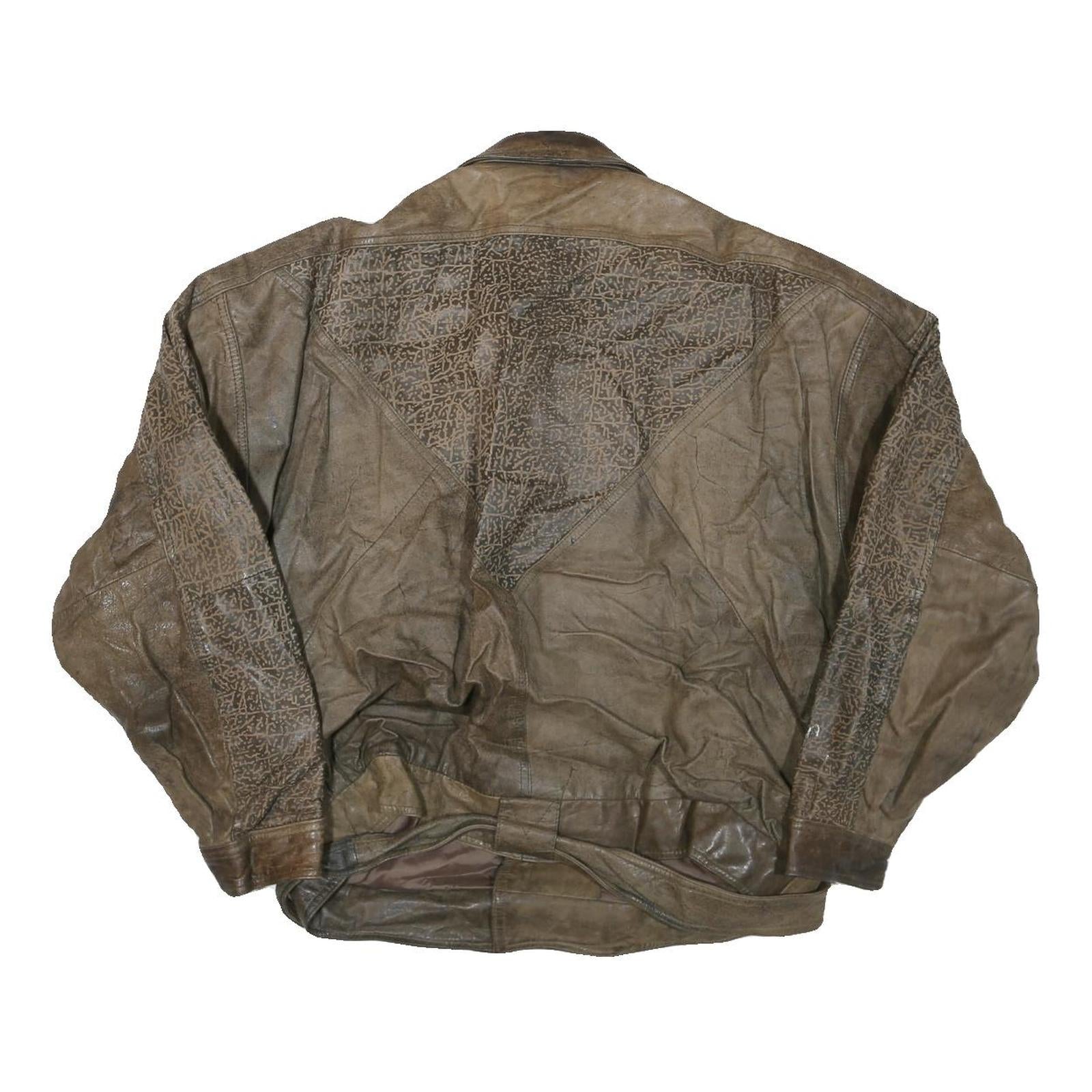 PERE MAR Mens Brown Leather Jacket XL Leather Bomber Zip Vintage Style