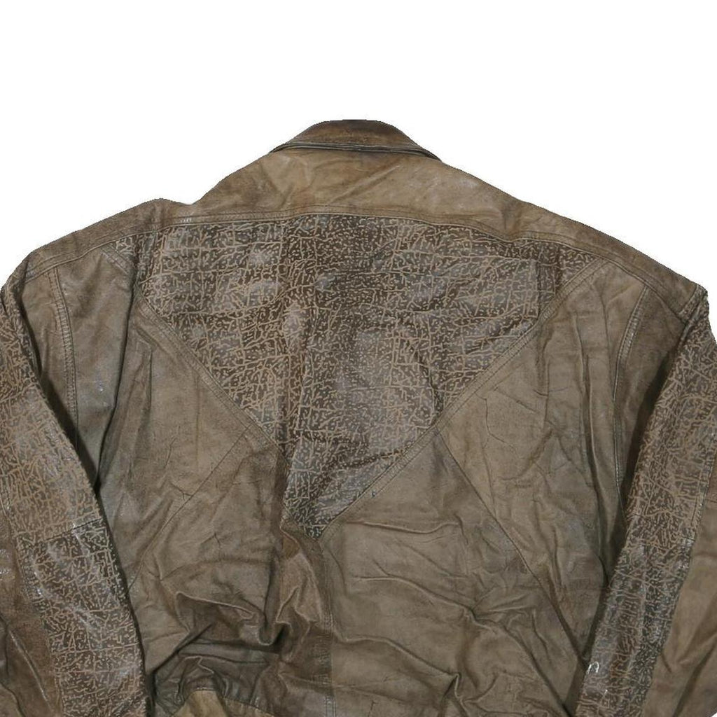 PERE MAR Mens Brown Leather Jacket XL Leather Bomber Zip Vintage Style