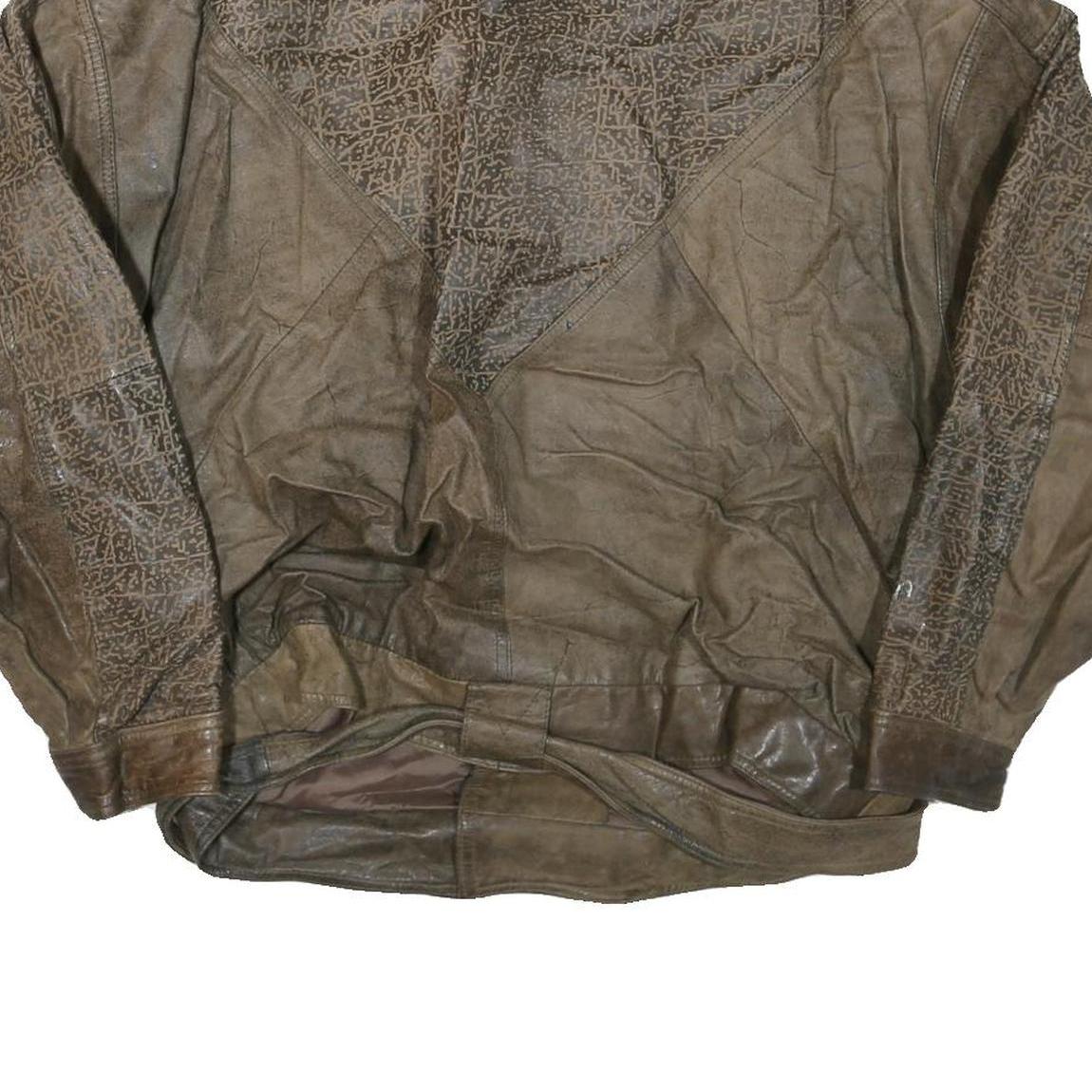 PERE MAR Mens Brown Leather Jacket XL Leather Bomber Zip Vintage Style