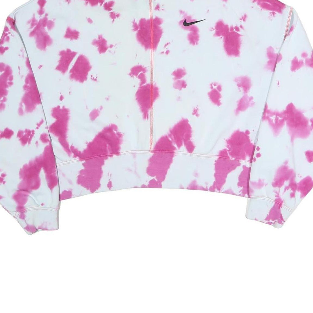 NIKE Womens White & Pink Tie Dye Crew Neck M Sweatshirt Cotton Blend Casual