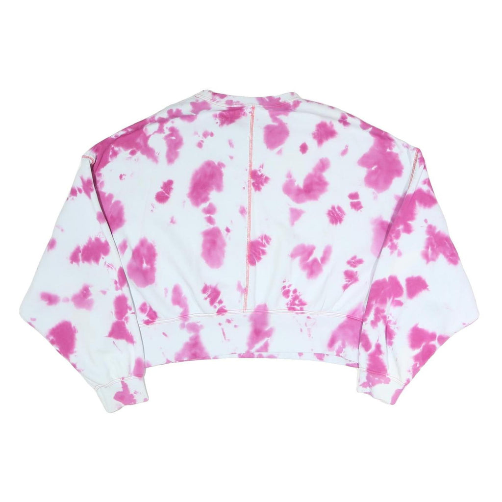 NIKE Womens White & Pink Tie Dye Crew Neck M Sweatshirt Cotton Blend Casual