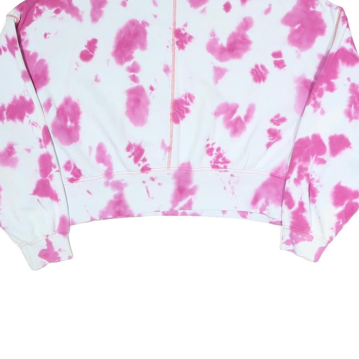 NIKE Womens White & Pink Tie Dye Crew Neck M Sweatshirt Cotton Blend Casual