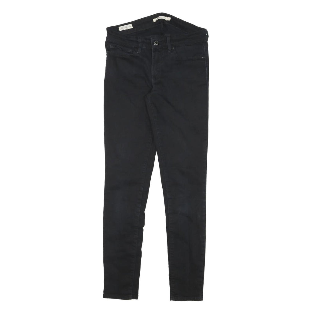 LEVI'S Womens 711 Slim Black Denim Jeans Cotton Blend W26 L28 Zip Classic