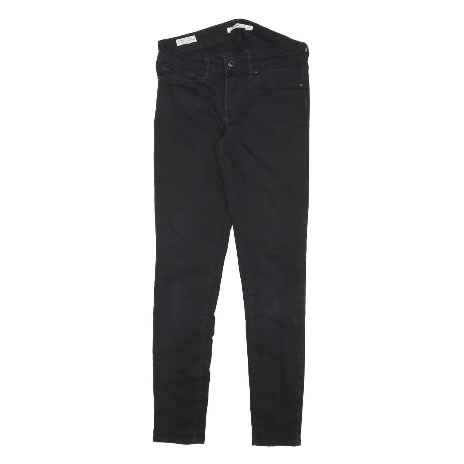 LEVI'S Womens 711 Slim Black Denim Jeans Cotton Blend W26 L28 Zip Classic