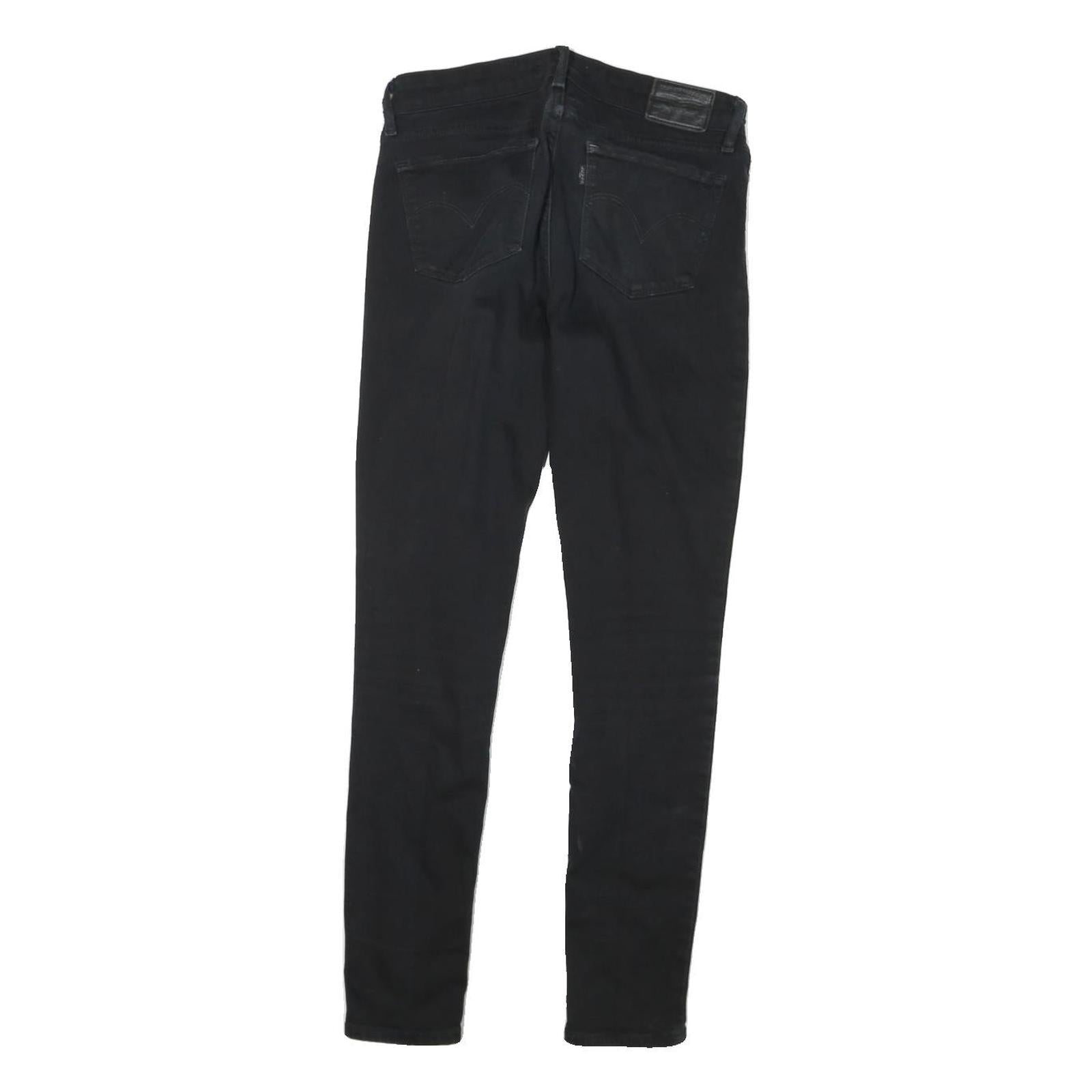 LEVI'S Womens 711 Slim Black Denim Jeans Cotton Blend W26 L28 Zip Classic