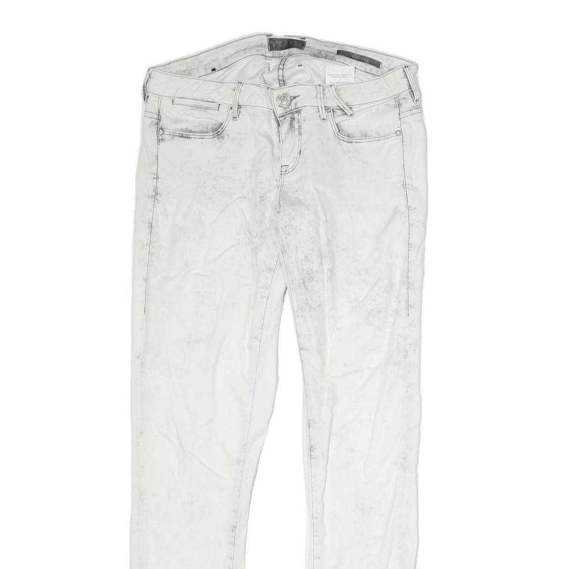 GUESS Womens White Slim Cotton Trousers W28 L28 Zip Casual Stylish
