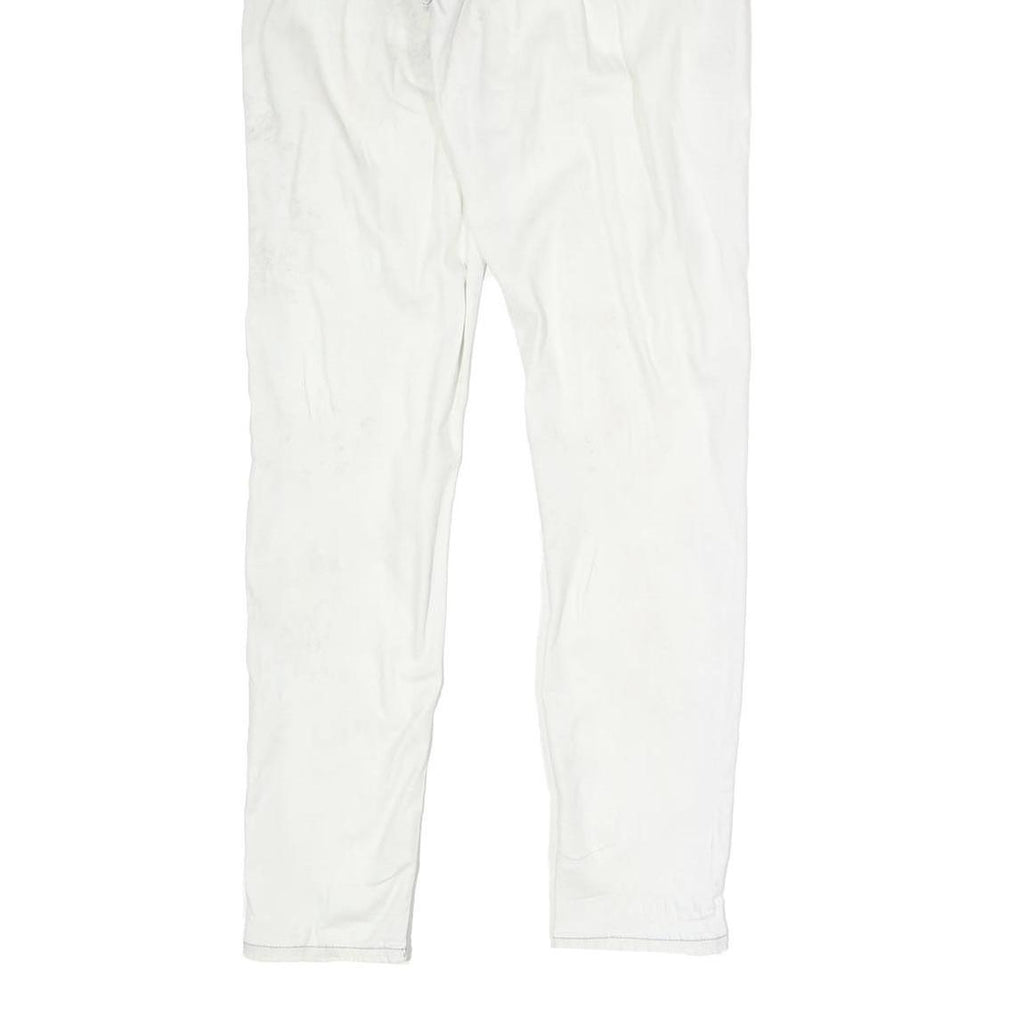 GUESS Womens White Slim Cotton Trousers W28 L28 Zip Casual Stylish