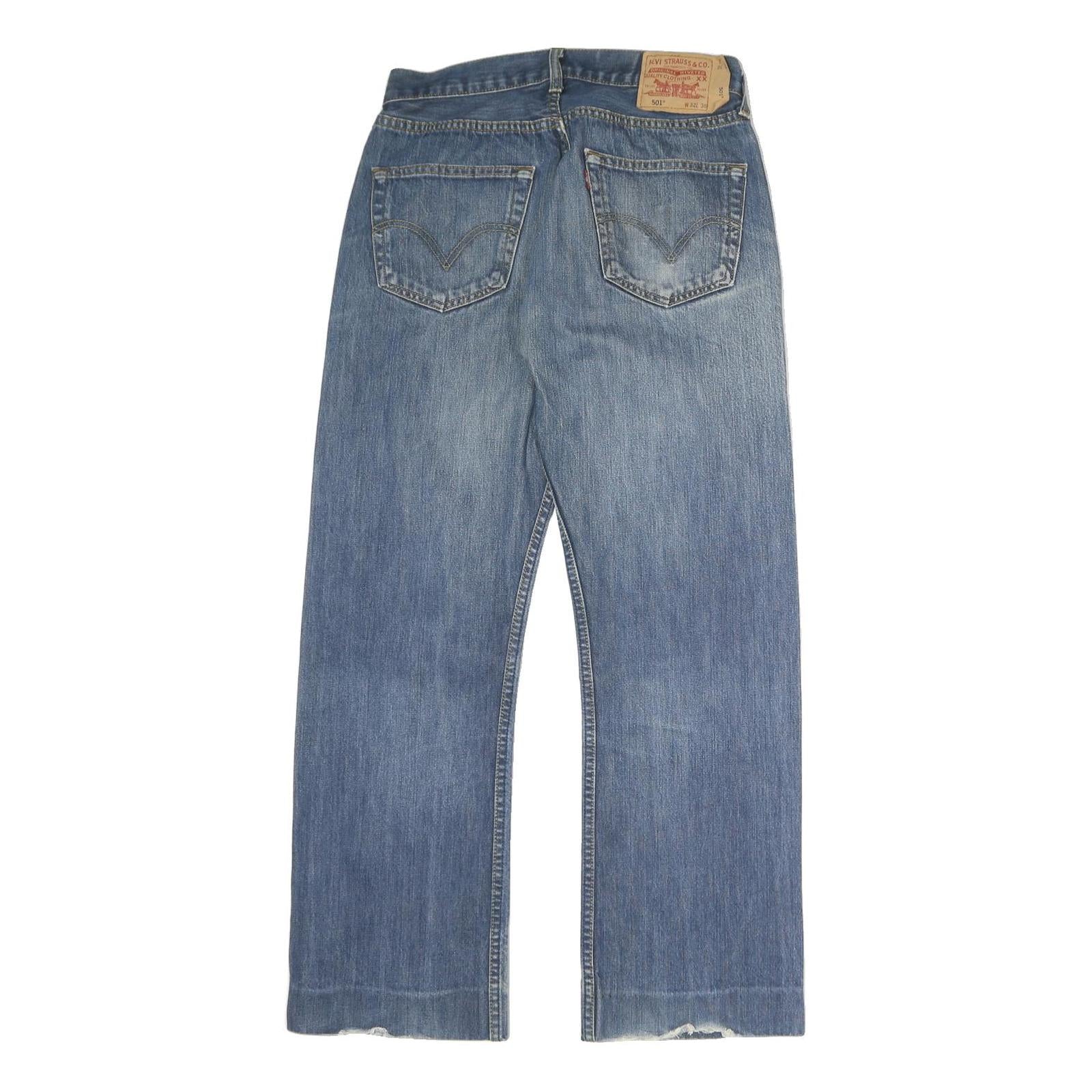 LEVI'S 501 Mens Jeans Blue Regular Straight Denim Medium W32 L30 Classic Zip