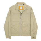 TIMBERLAND Mens Beige Nylon Outdoor Jacket S Zip Closure Band Collar Pocketed