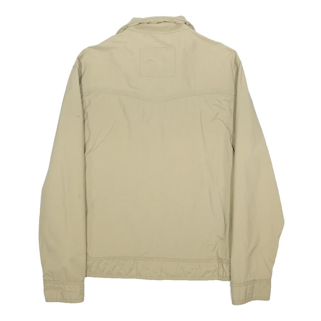 TIMBERLAND Mens Beige Nylon Outdoor Jacket S Zip Closure Band Collar Pocketed