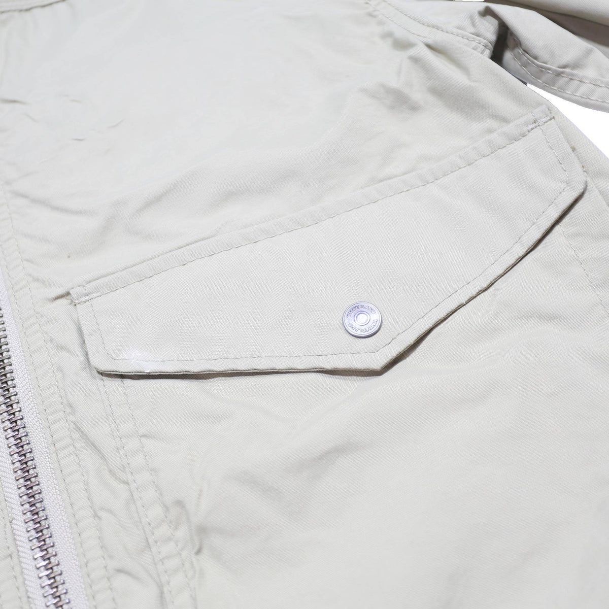 TIMBERLAND Mens Beige Nylon Outdoor Jacket S Zip Closure Band Collar Pocketed
