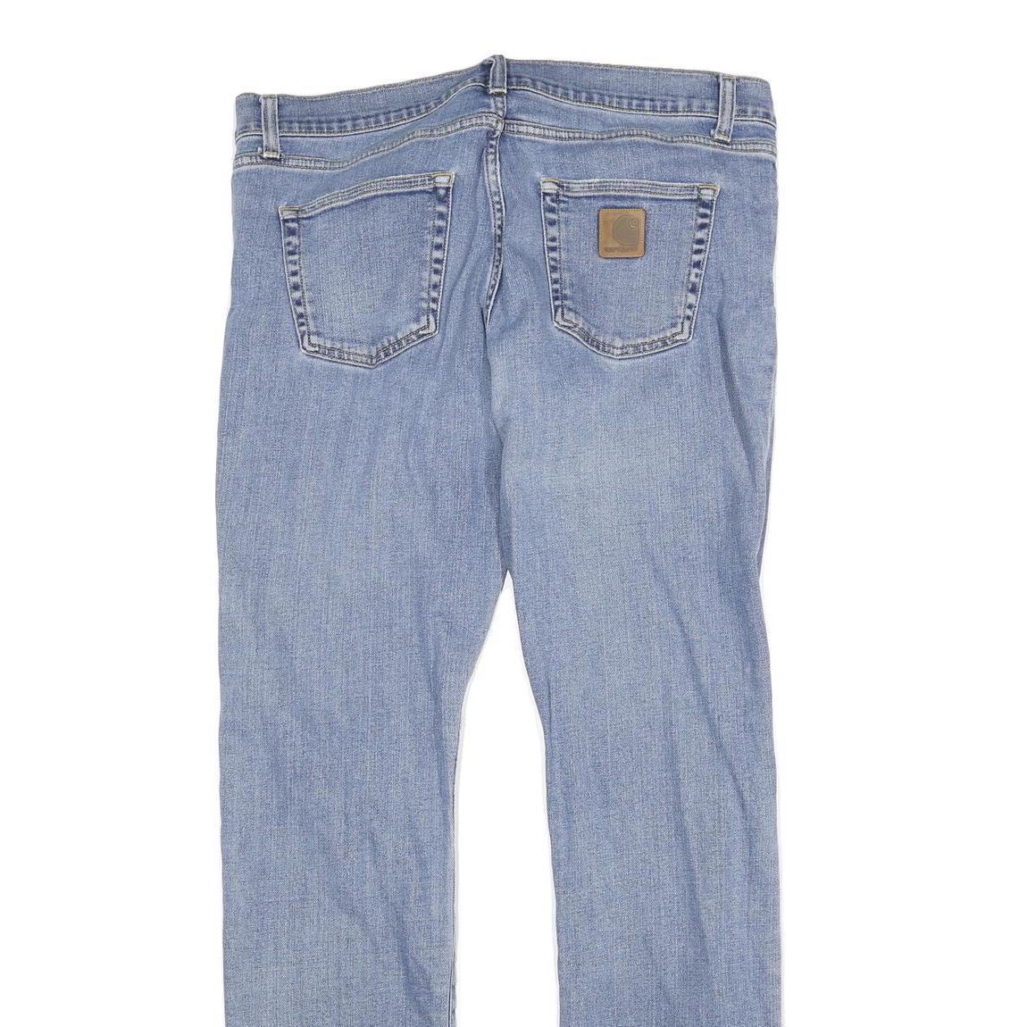 CARHARTT Mens Jeans Blue Regular Straight Denim Light W34 L32 Zip Cotton Blend