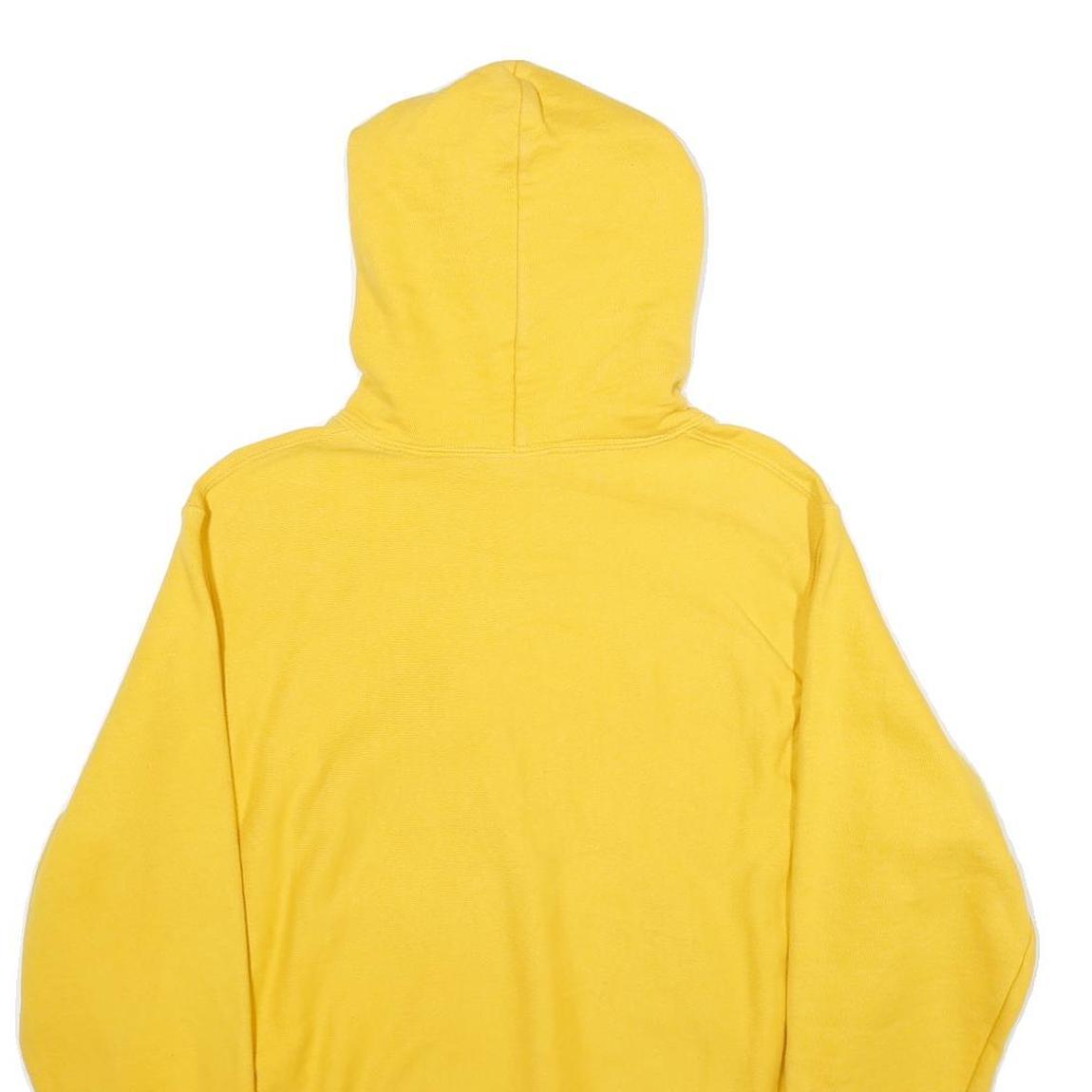 CHAMPION REVERSE WEAVE Mens Yellow Pullover Hoodie S Embroidered Logo