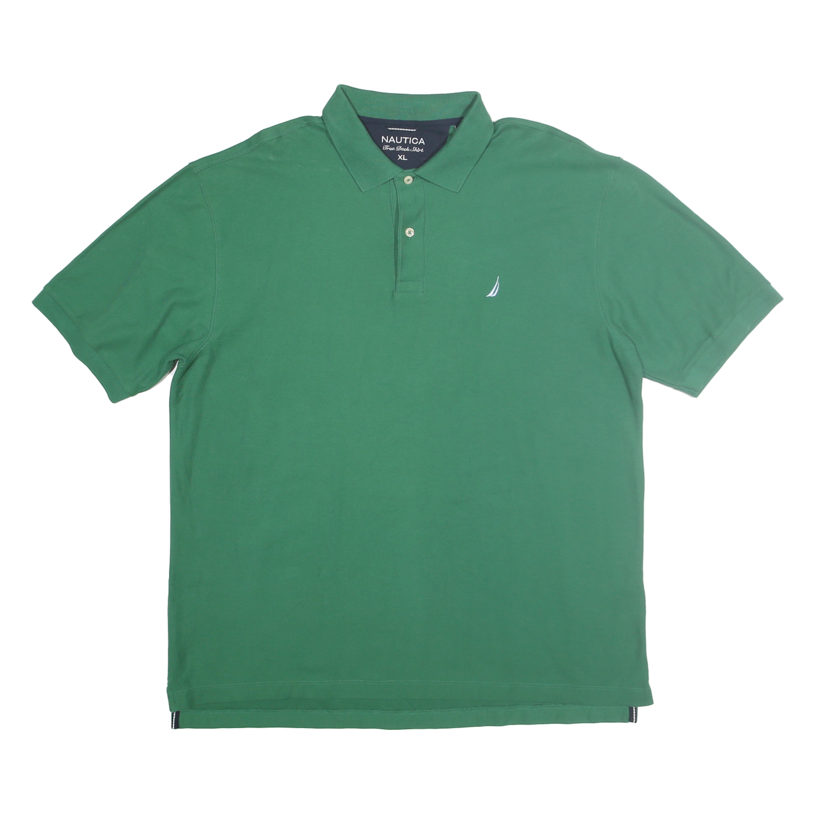 NAUTICA Mens Green Cotton Short Sleeve Plain XL Polo Shirt Classic Fit Casual