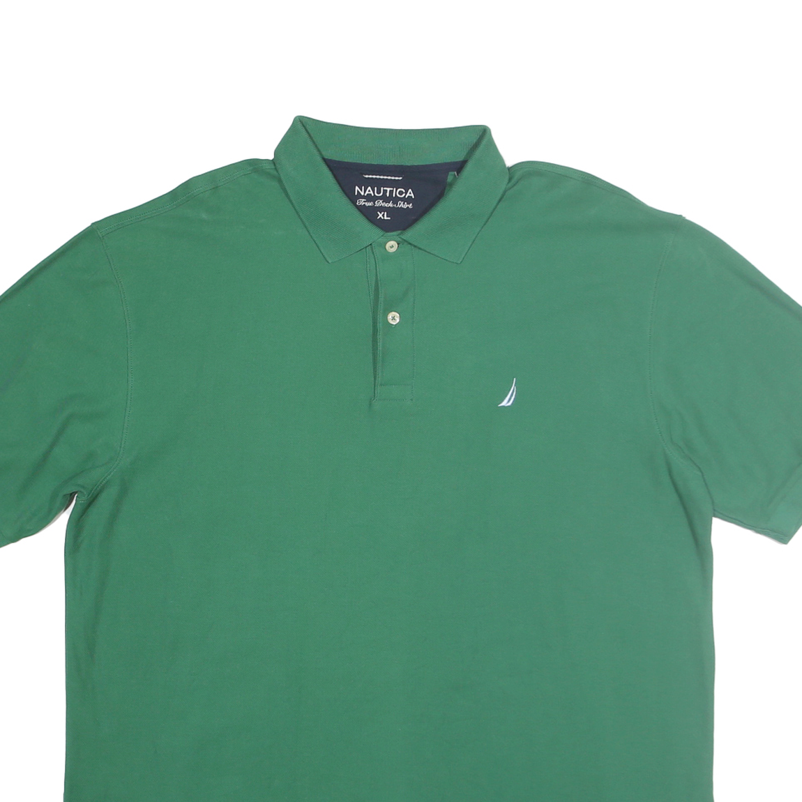 NAUTICA Mens Green Cotton Short Sleeve Plain XL Polo Shirt Classic Fit Casual