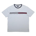 TOMMY HILFIGER Mens White & Navy Blue Graphic T-Shirt L Short Sleeve Crew Neck