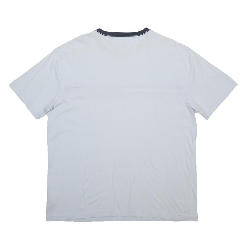 TOMMY HILFIGER Mens White & Navy Blue Graphic T-Shirt L Short Sleeve Crew Neck