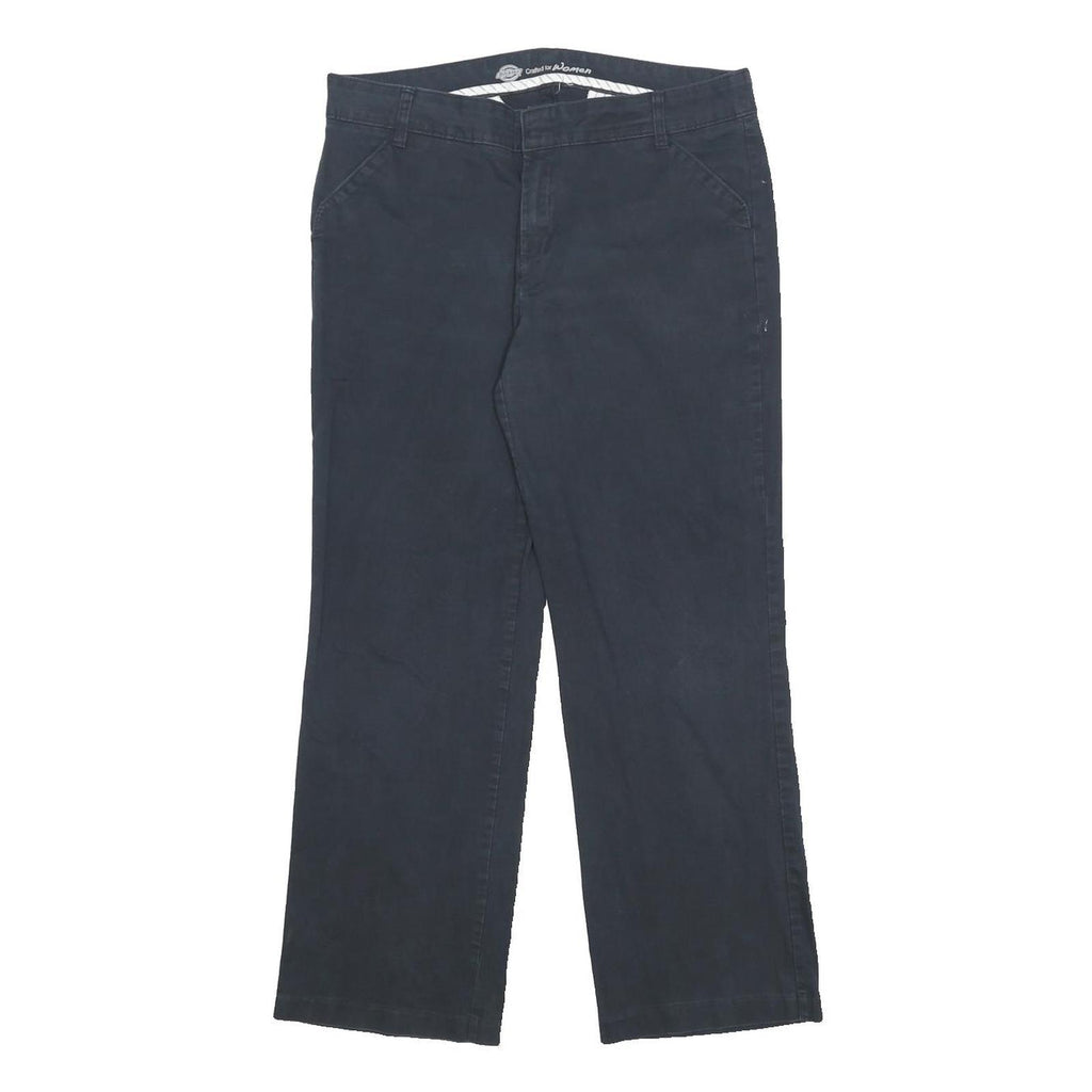 DICKIES Womens Relaxed Black Trousers W34 L28 Cotton Blend Zip Casual Workwear