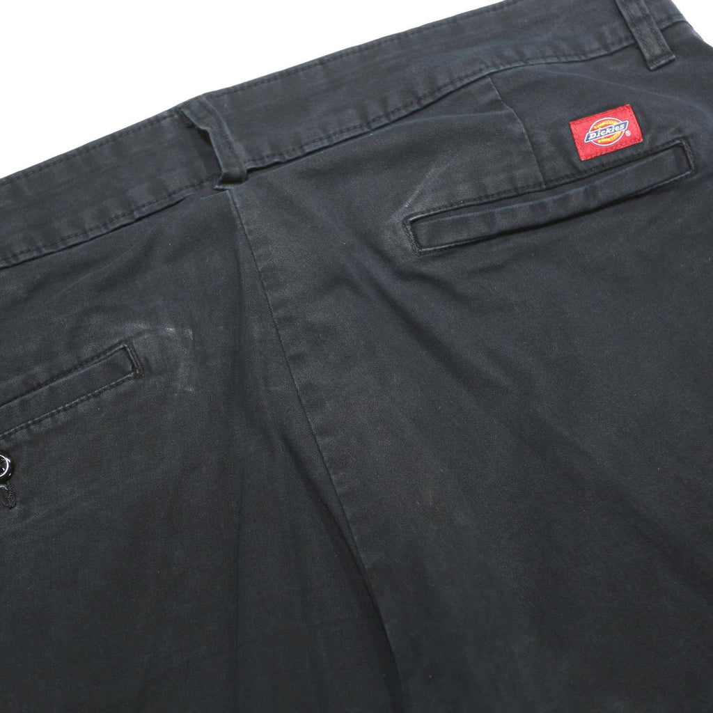 DICKIES Womens Relaxed Black Trousers W34 L28 Cotton Blend Zip Casual Workwear