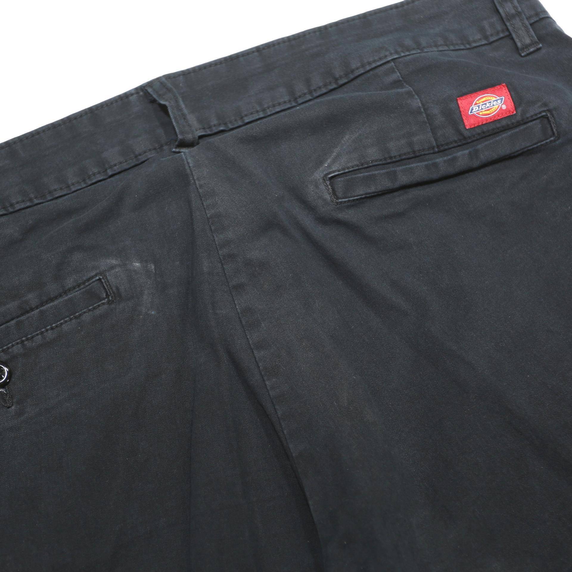 DICKIES Womens Relaxed Black Trousers W34 L28 Cotton Blend Zip Casual Workwear